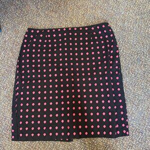 Tribal pink and black polka dot pencil skirt women’s size 10